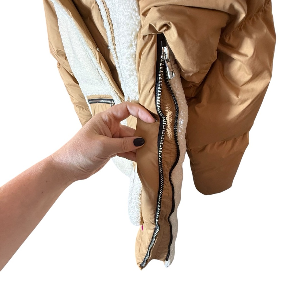 Orolay 092 O-Lab Fuzzy Fleece Puffer Down Jacket • Khaki Sherpa • Size Small - Picture 6 of 16